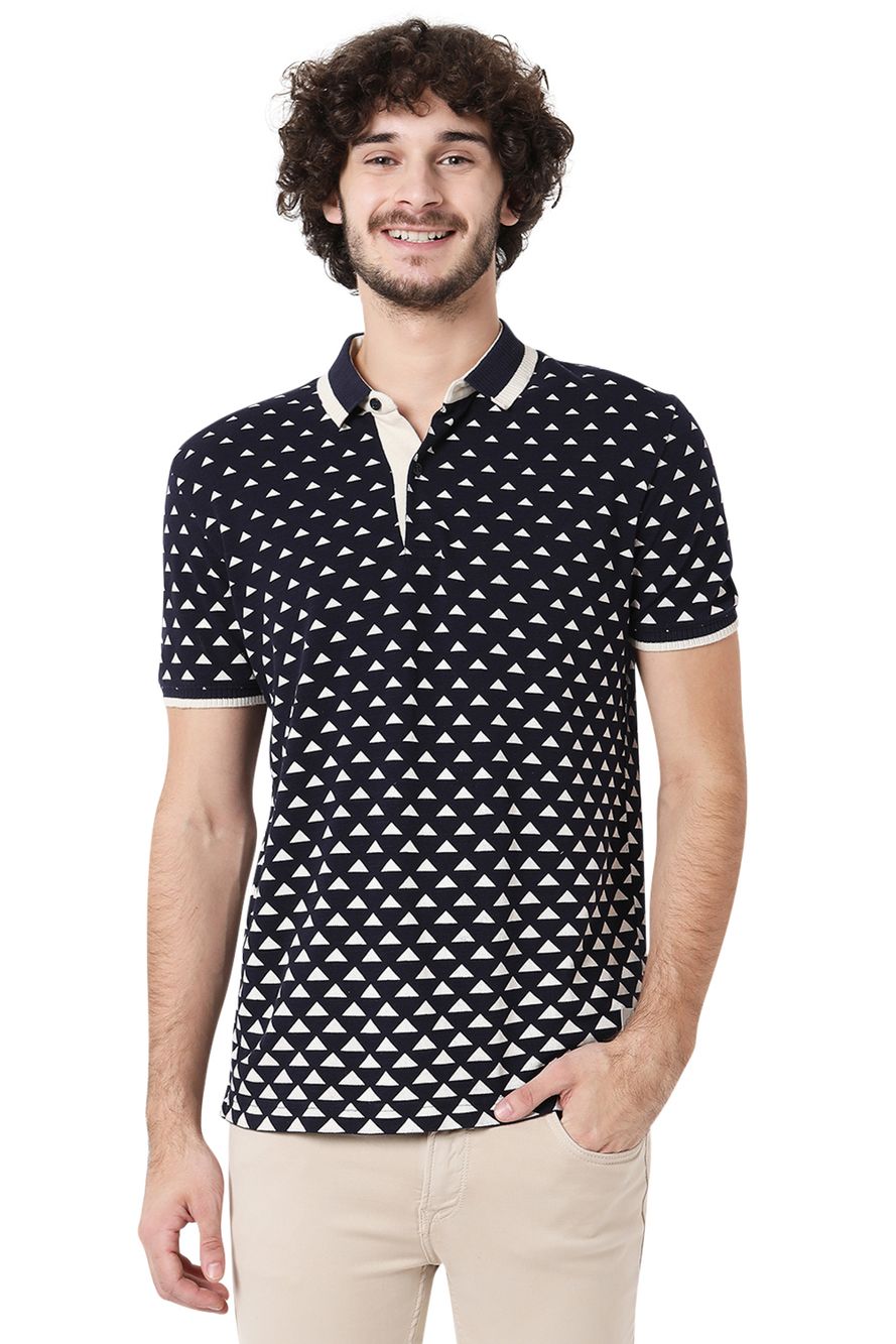 Navy Printed Polo