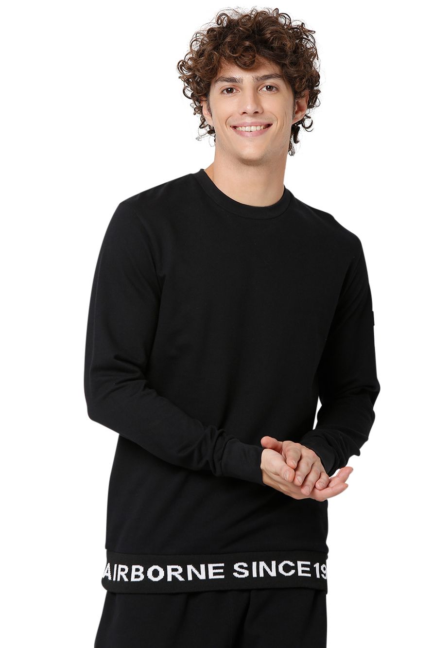 Black Graphic Rib Sweatshirt