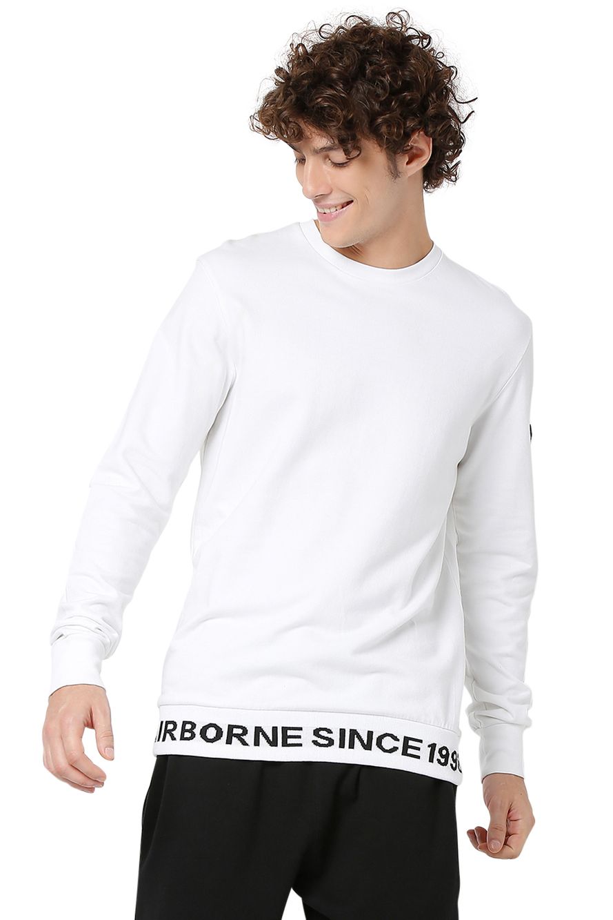 White Graphic Rib Sweatshirt