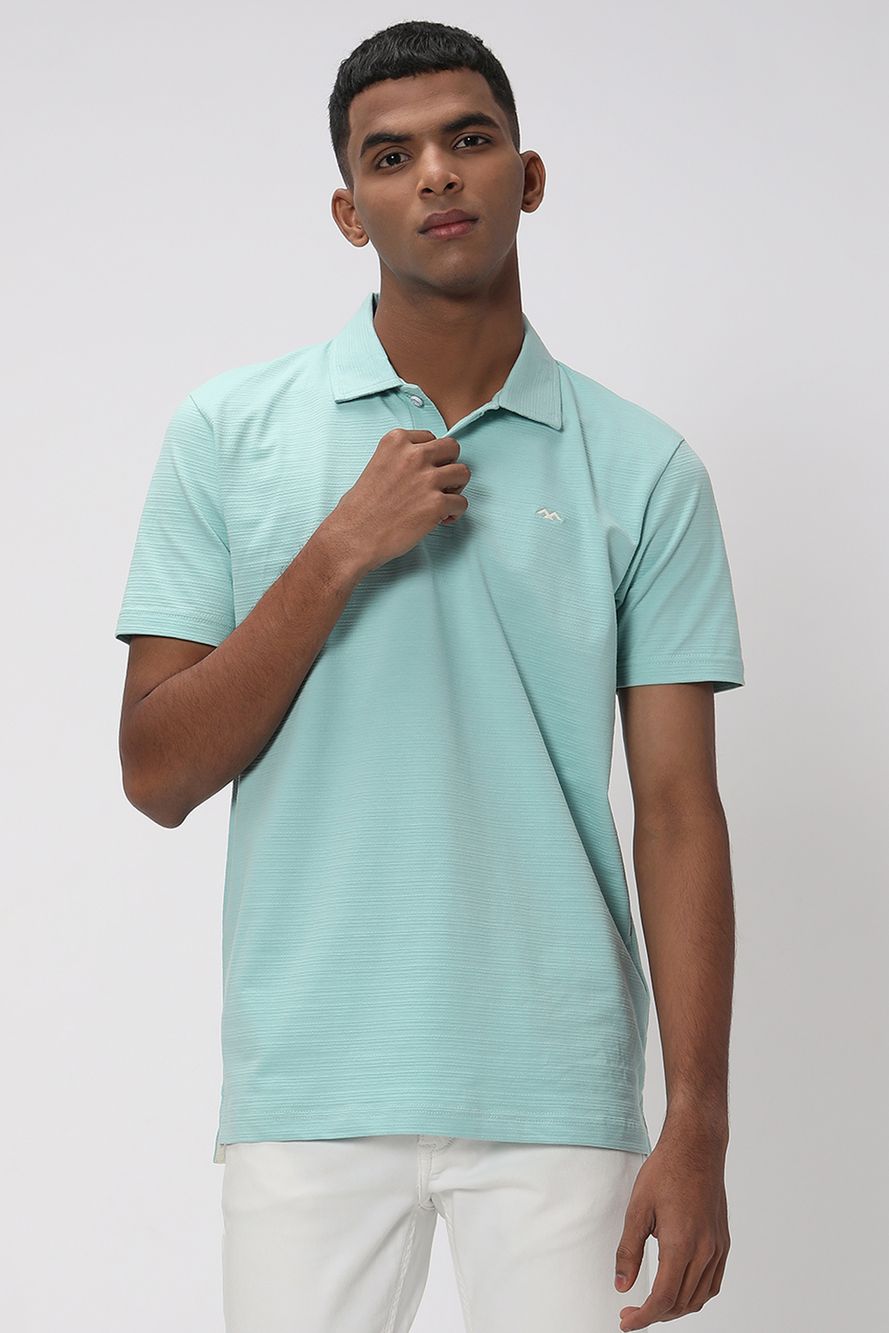 Light Blue Textured Polo T-Shirt