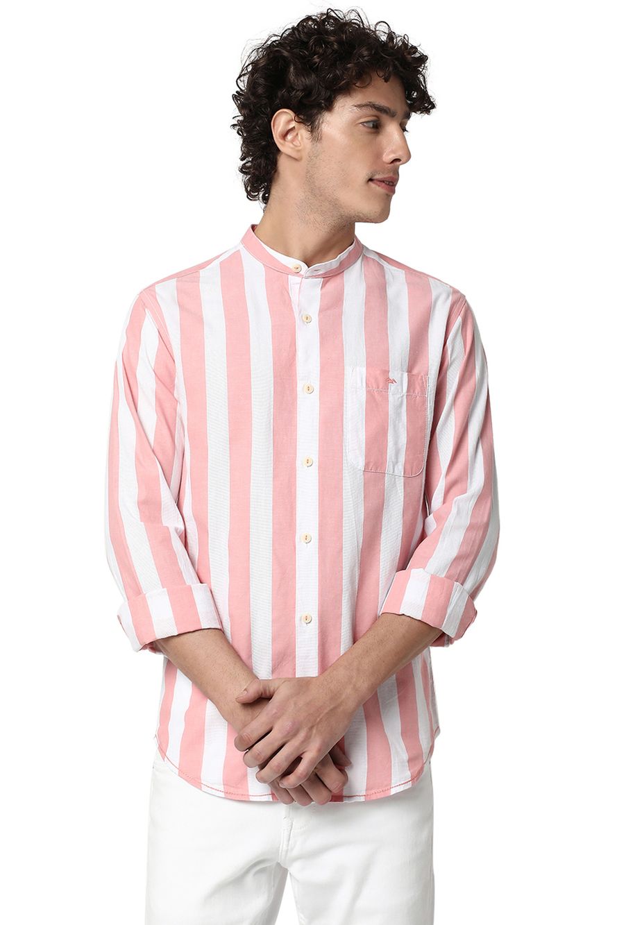 Pastel Pink & White Awning Stripe Shirt