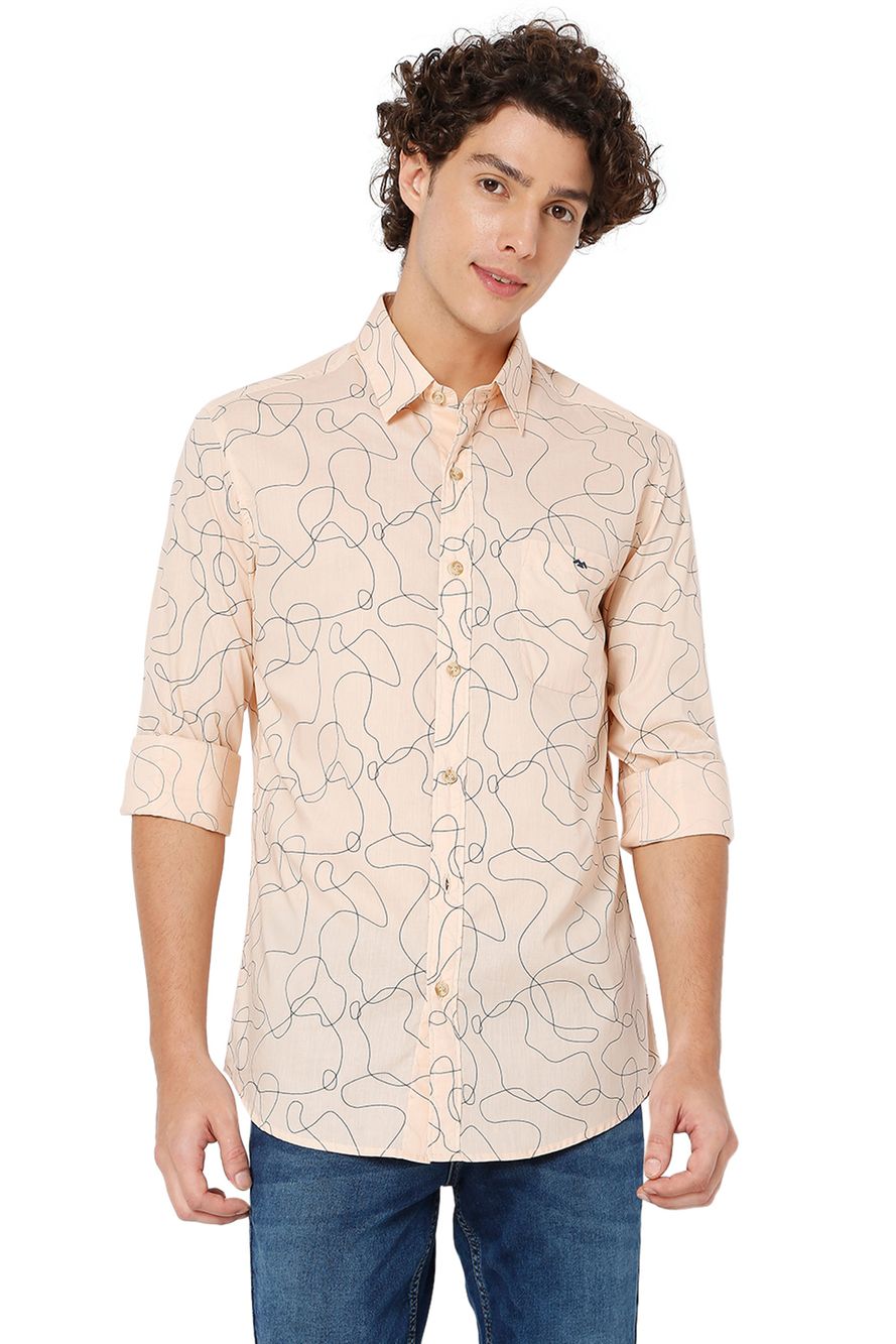 Peach & Black Abstract Print Shirt