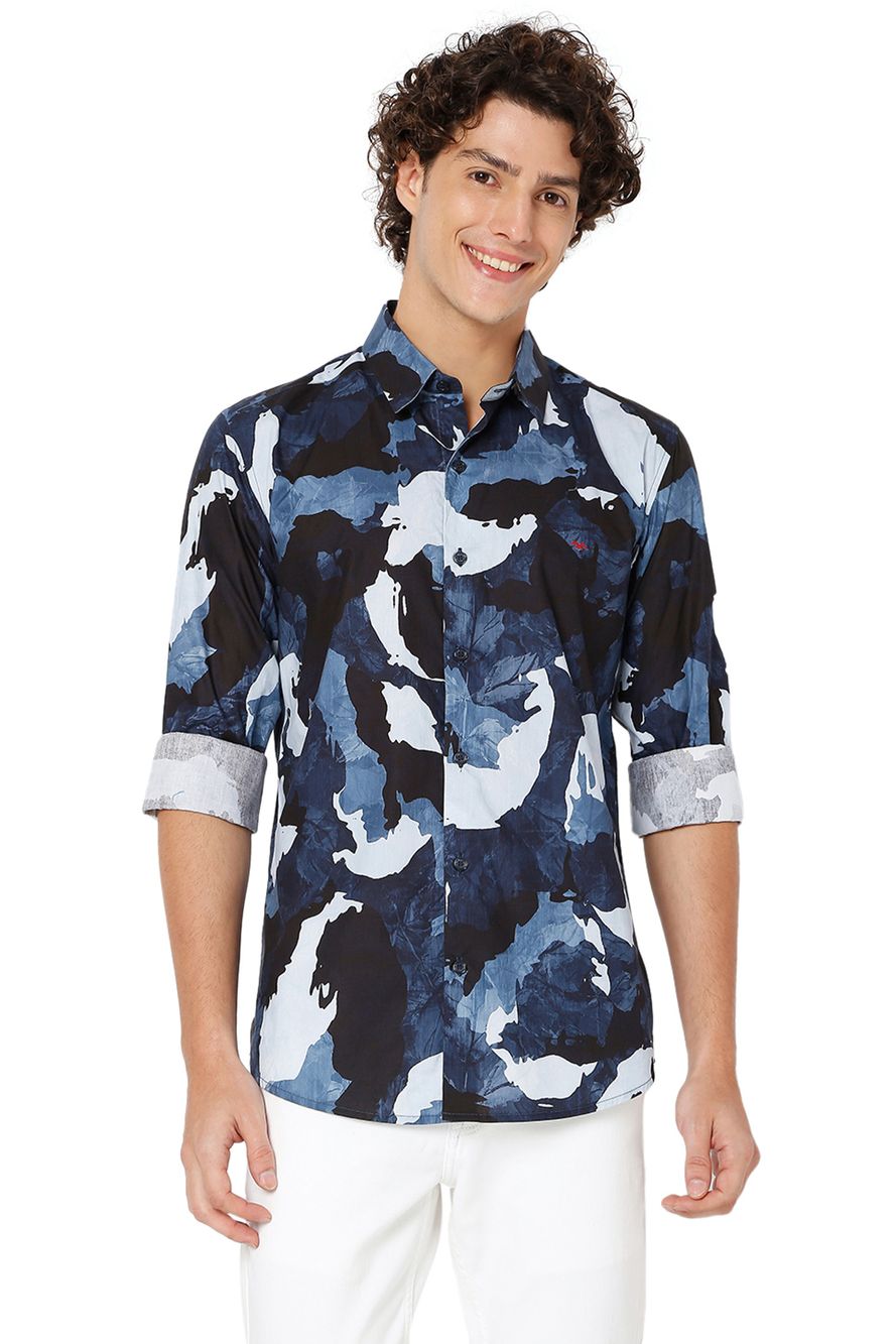 Navy Floral Print Shirt