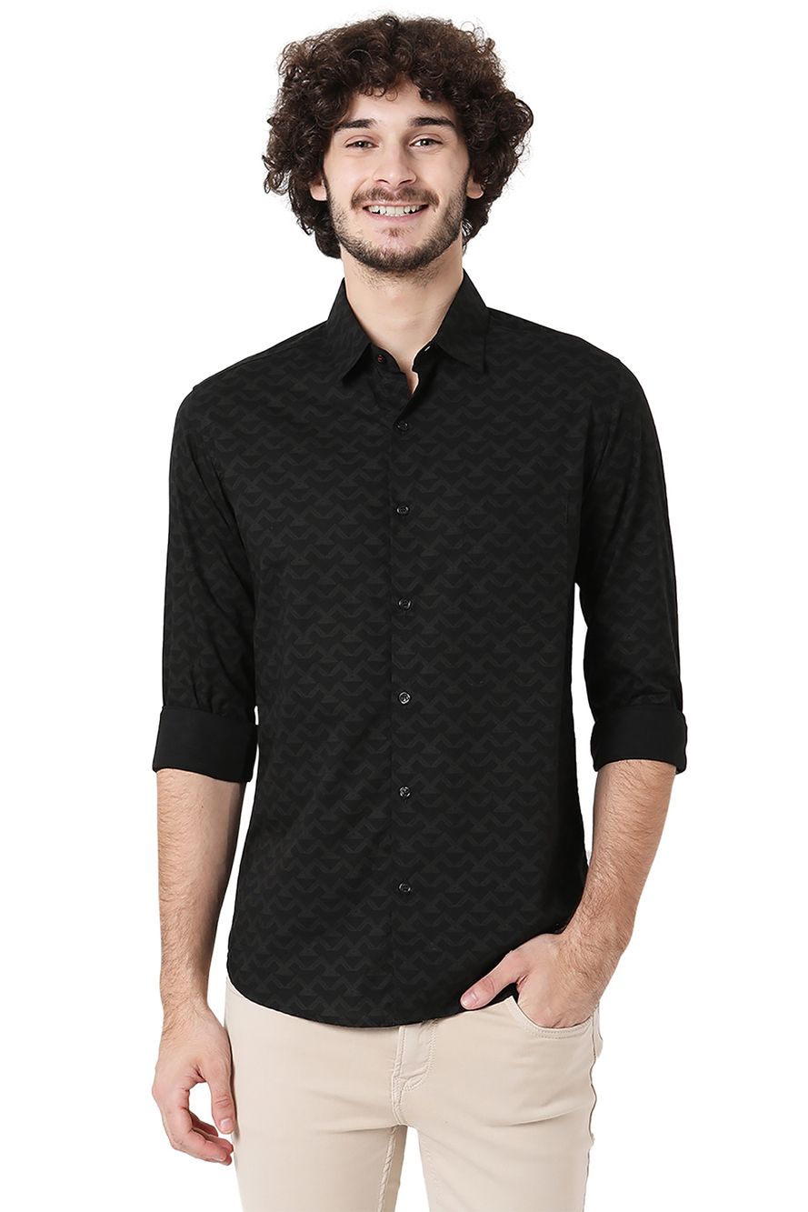 Black Slim Fit Casual Shirt