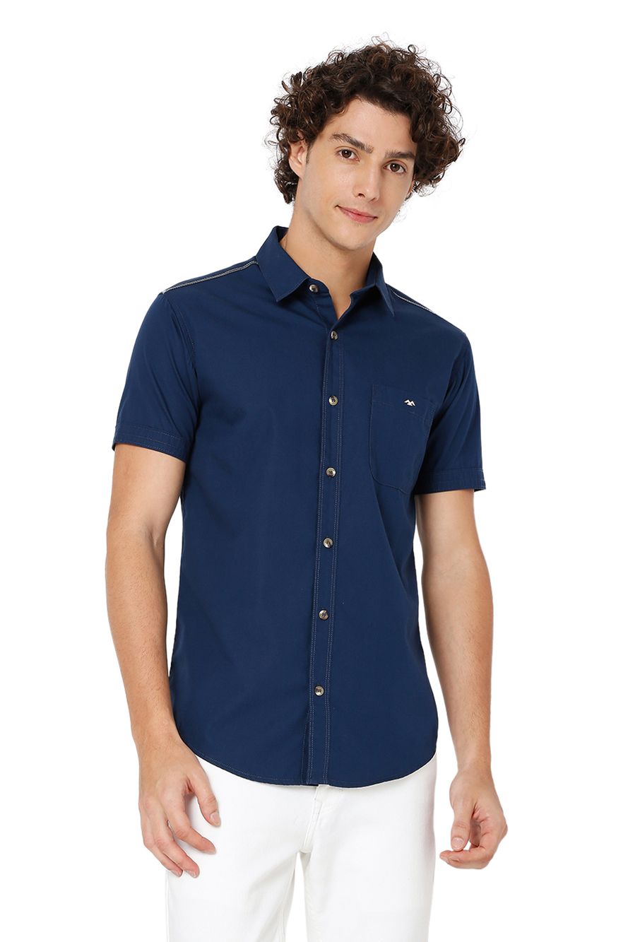 Navy Slim Fit Casual Shirt