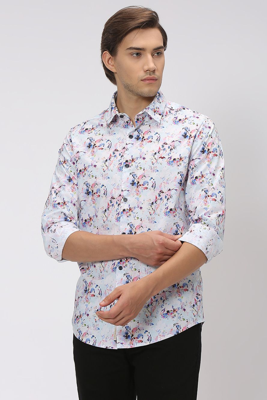 Light Blue & Multi Digital Print Shirt