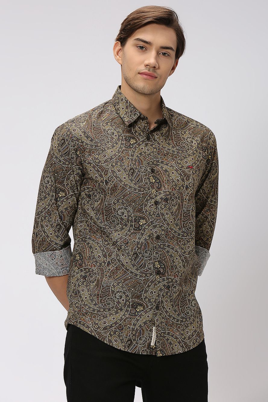 Brown & Multi Digital Print Shirt