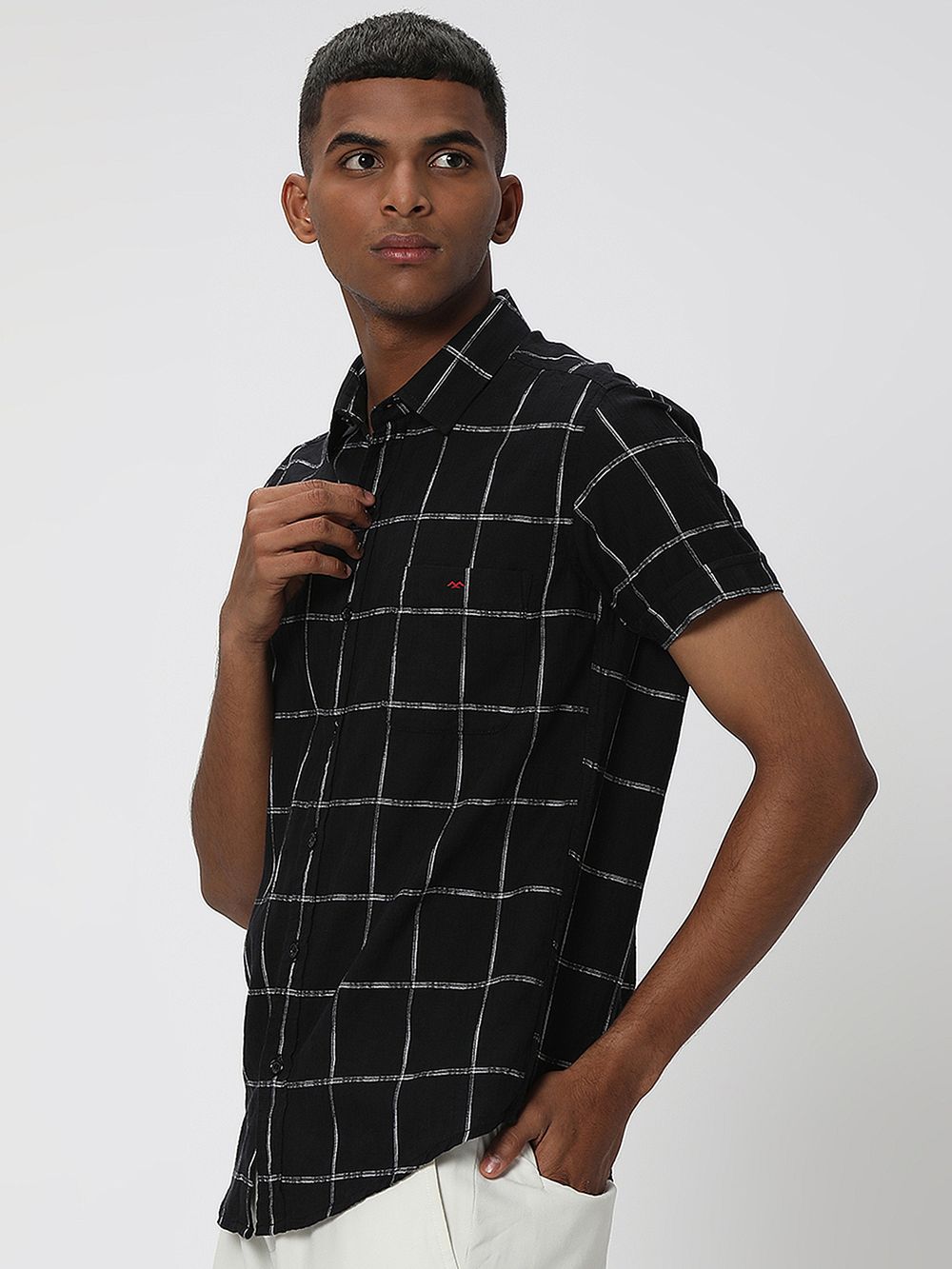 Black & White Windowpane Check Shirt