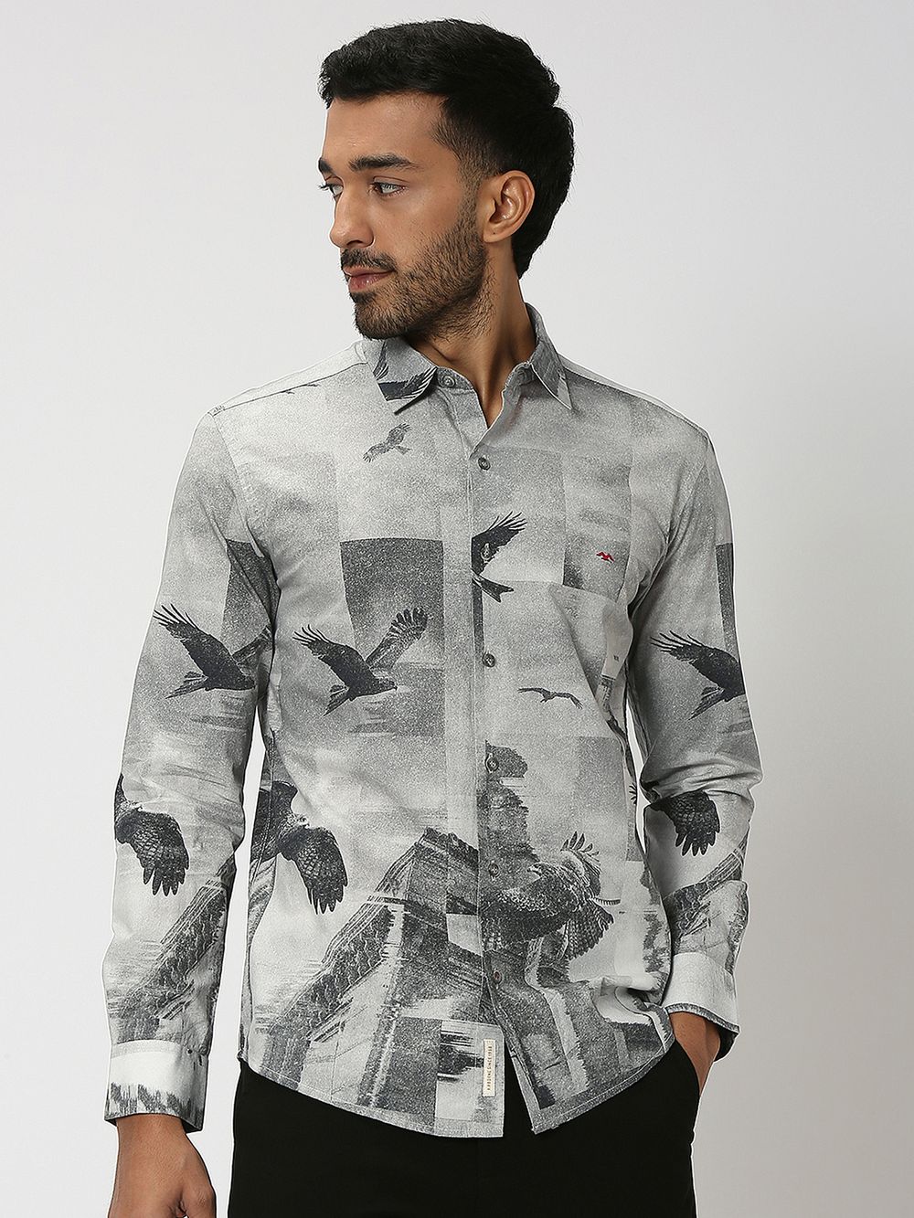 Grey Digital Print Shirt