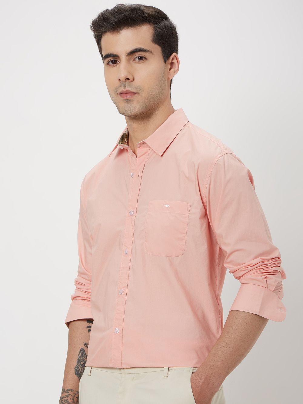 Peach Tactical Poplin Plain Shirt