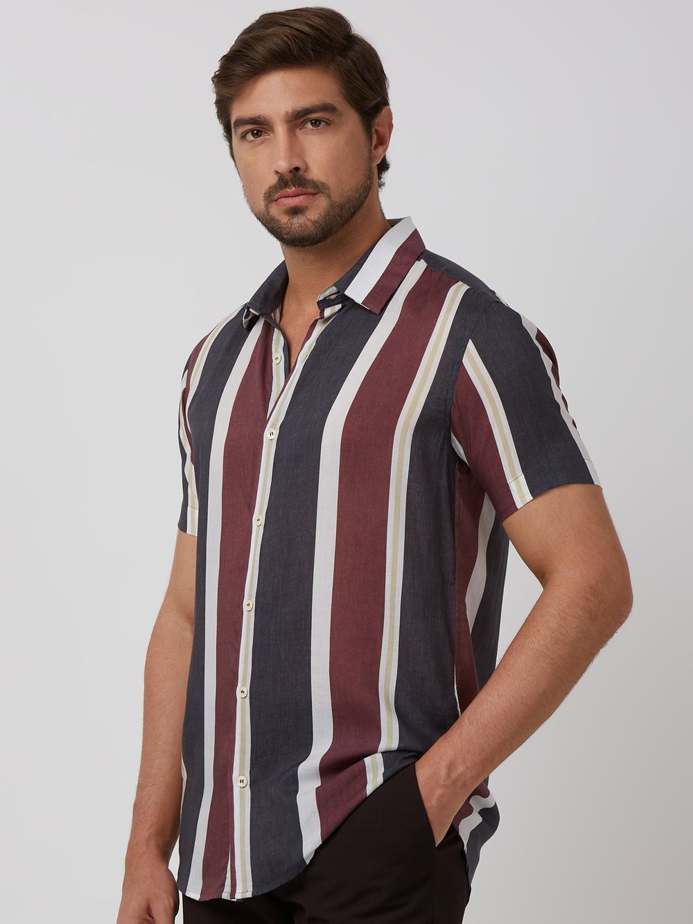 Multi Awning Stripe Slim Fit Casual Shirt