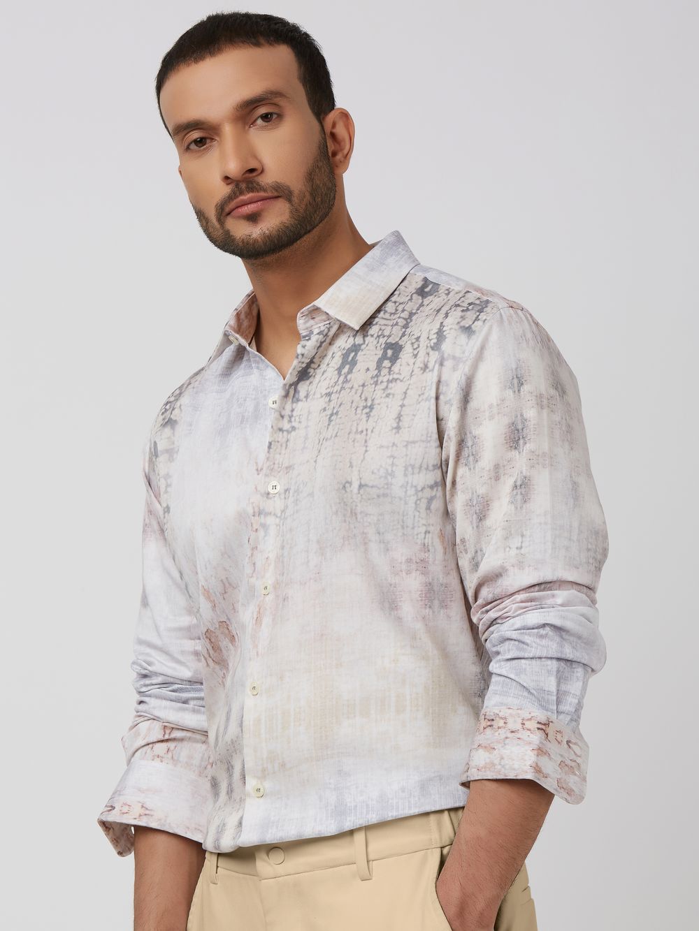Multicolour Abstract Print Slim Fit Casual Shirt