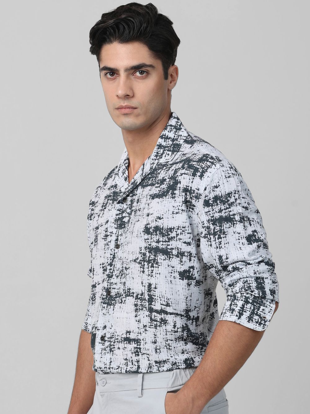 White Digital Print Casual Shirt