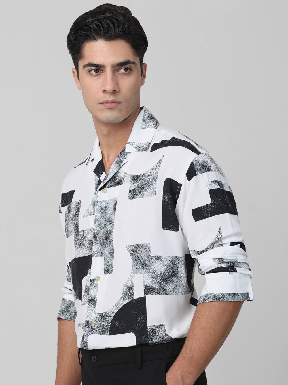 White Digital Print Casual Shirt