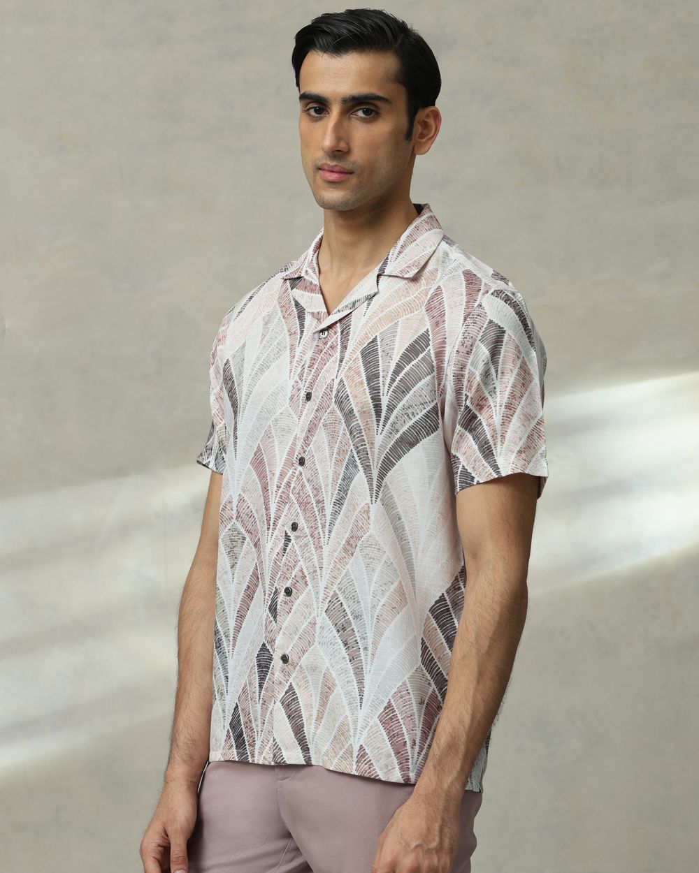 Beige Resort Print Relaxed Fit Casual Shirt