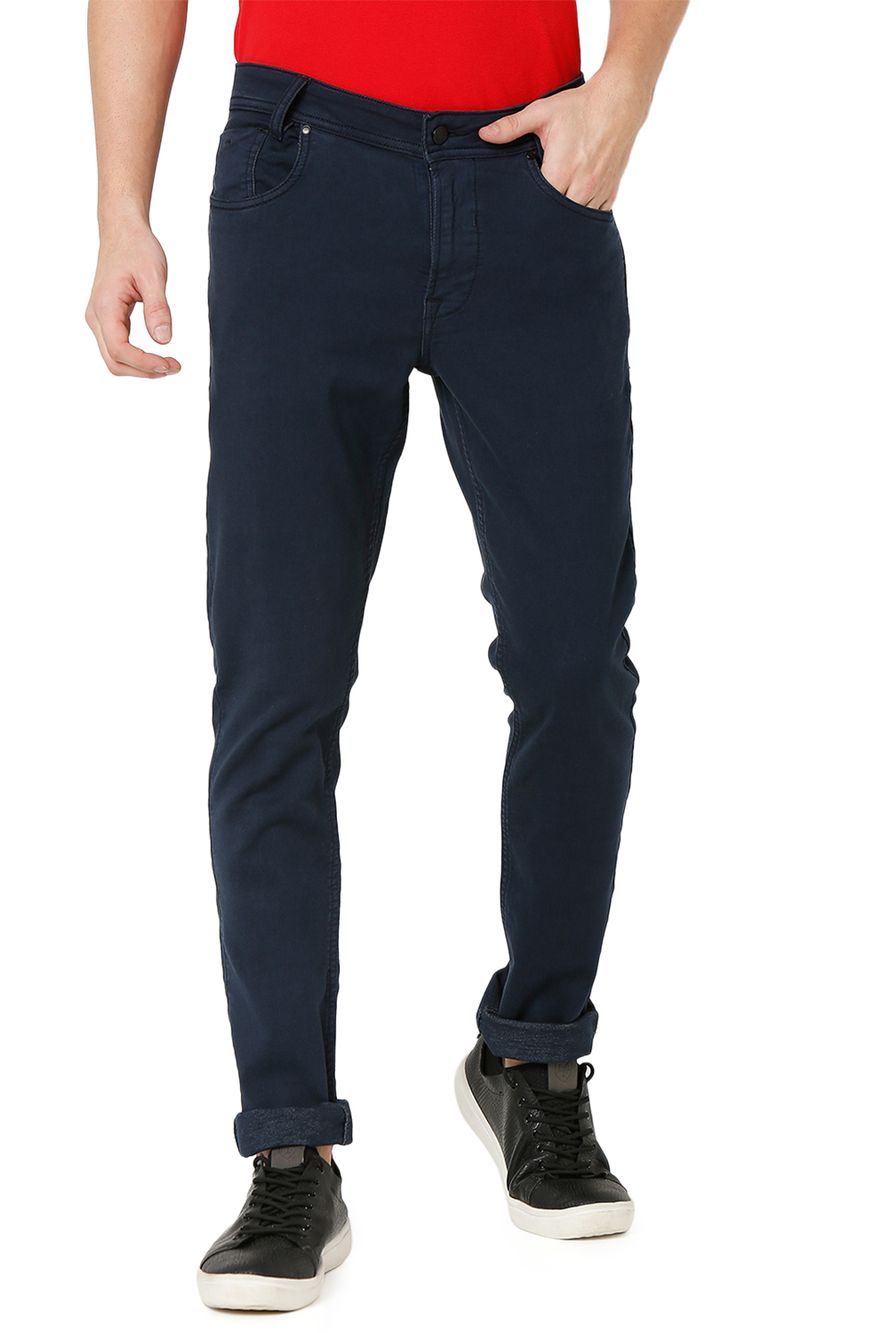 Navy Skinny Fit Knitted Stretch Jeans