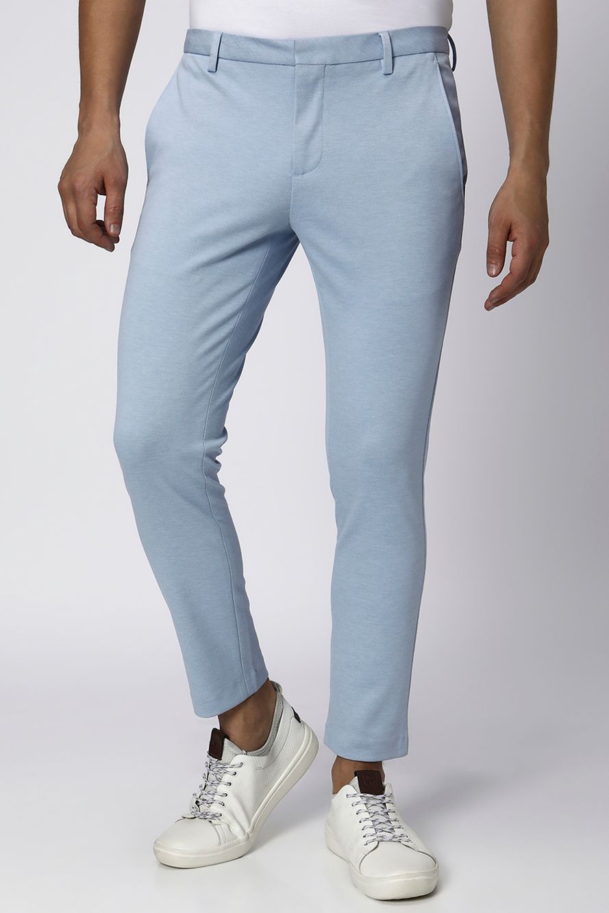 Light Blue Ankle Length Stretch Chinos