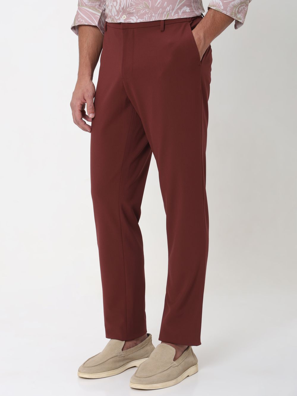 Rust Ankle Length Stretch Chinos