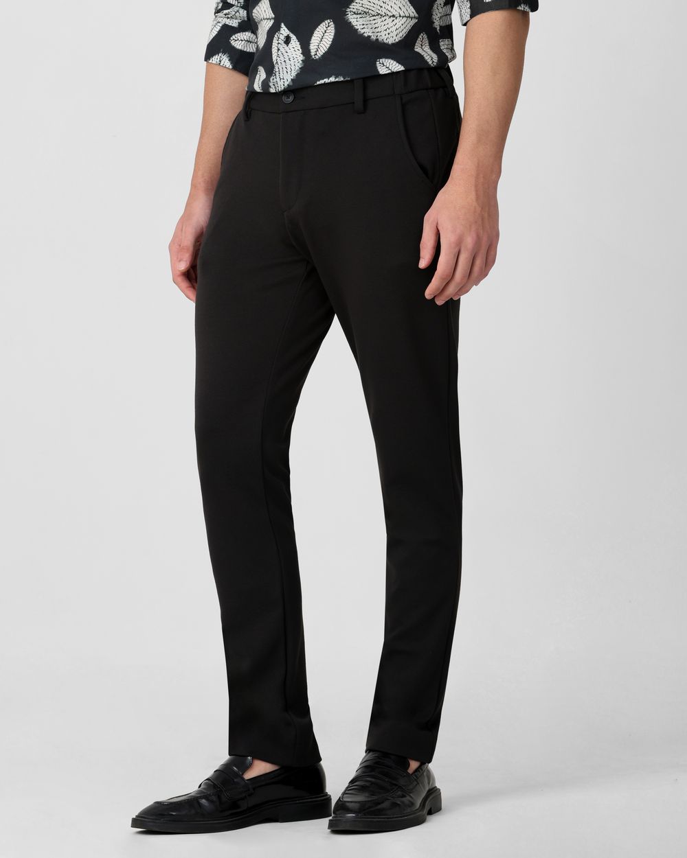 Green Slim Fit Jersey Flat Front Pants Trousers