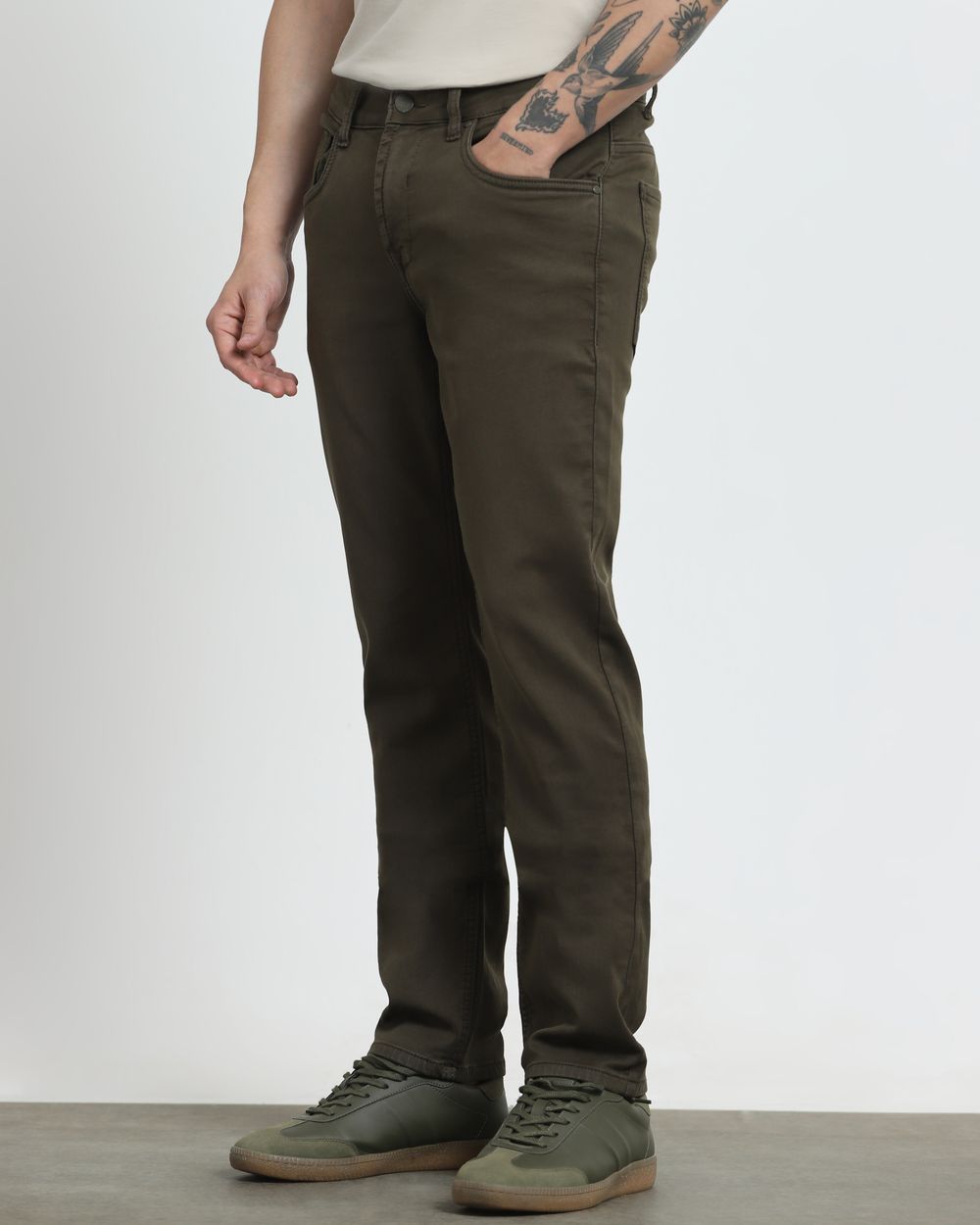 Dark Olive Super Slim Fit Jeans