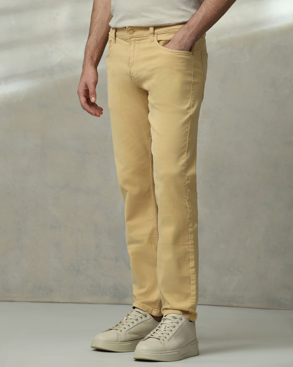 Light Khaki Straight Fit Jeans