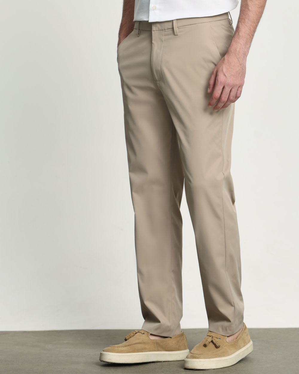 Khaki Slim Fit Tech Stretch Flat Front Pants