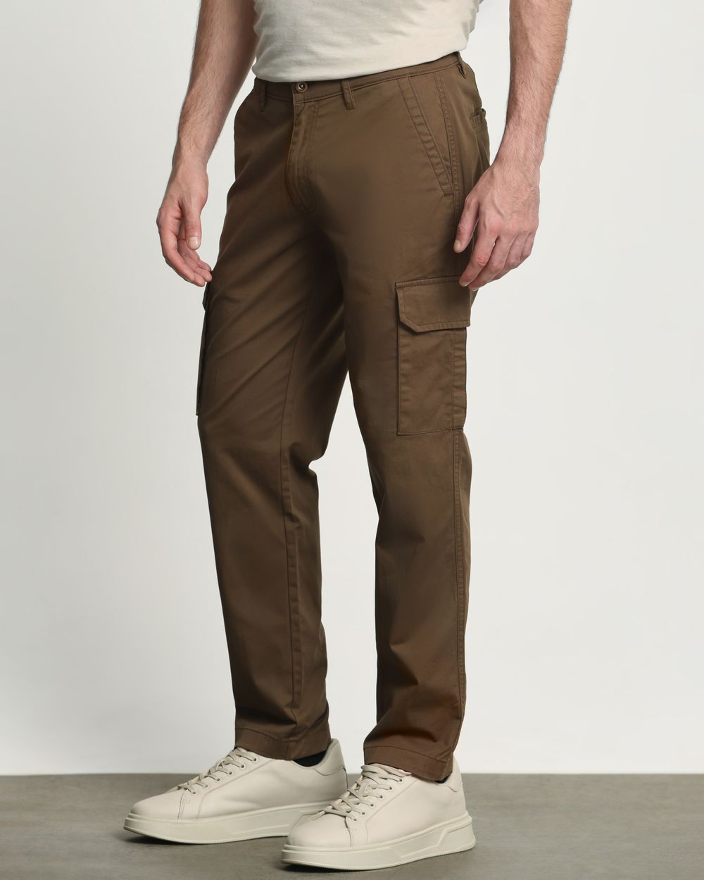 Brown Slim Fit Cotton Cargo