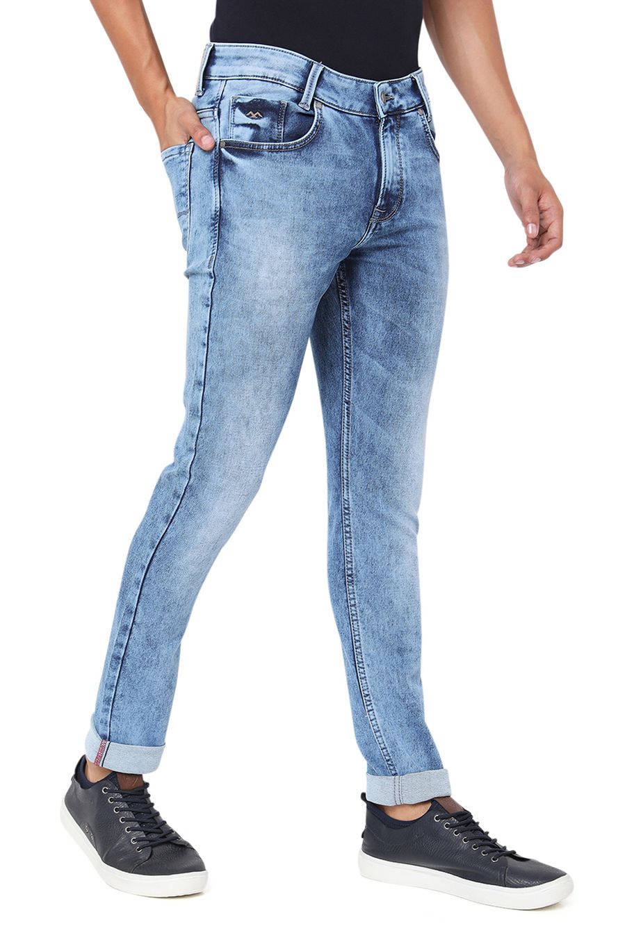 Light Blue Skinny Fit Knitted Stretch Jeans