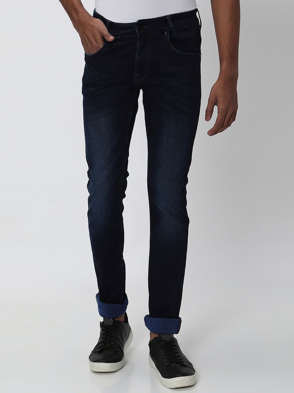 Deep Indigo Blue Super Slim Fit Denim Deluxe Stretch Jeans