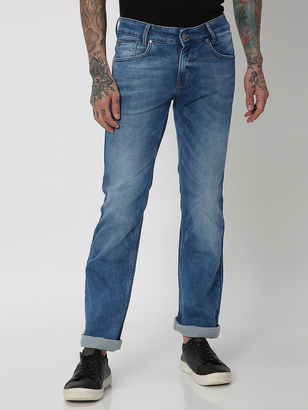 Mid Blue Bootcut Denim Deluxe Stretch Jeans