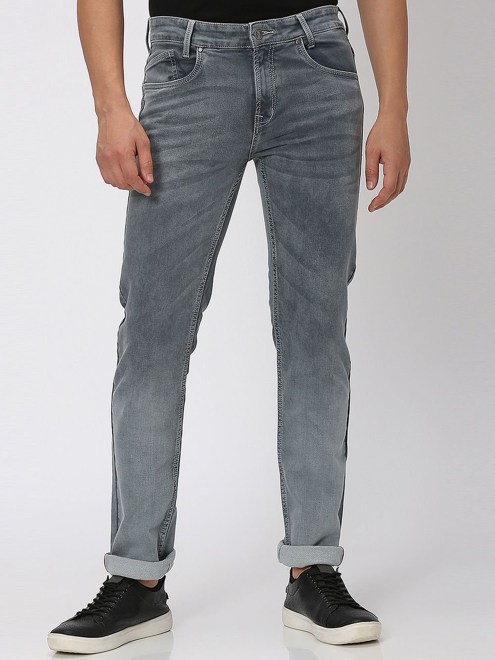 Grey Narrow Fit Denim Deluxe Stretch Jeans