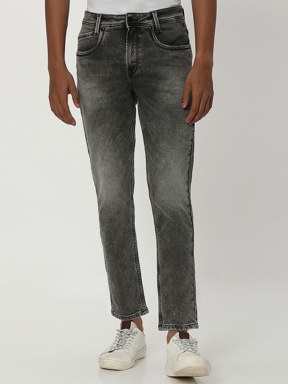 Grey Ankle Length Denim Deluxe Stretch Jeans