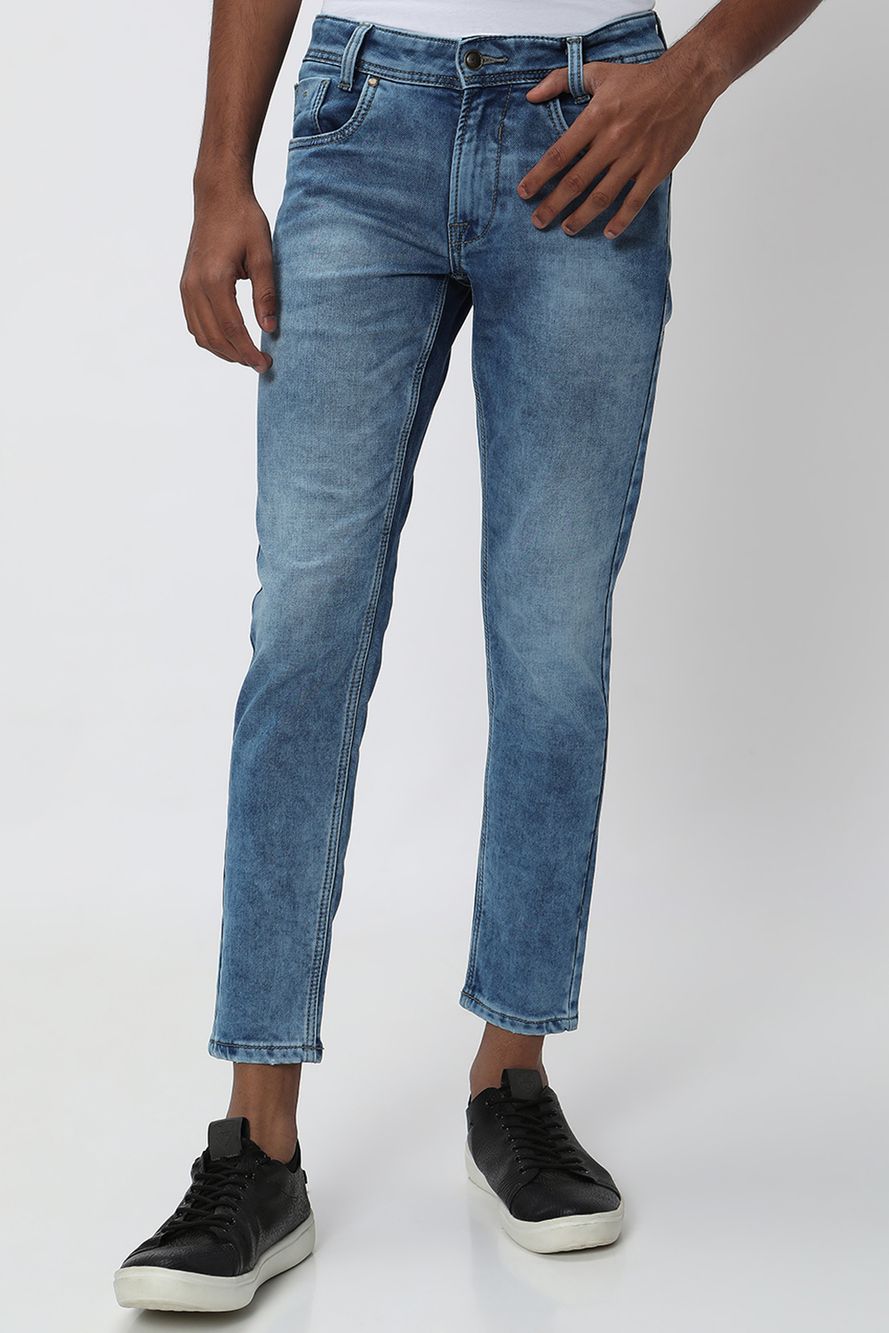 Mid Blue Ankle Length Denim Deluxe Stretch Jeans