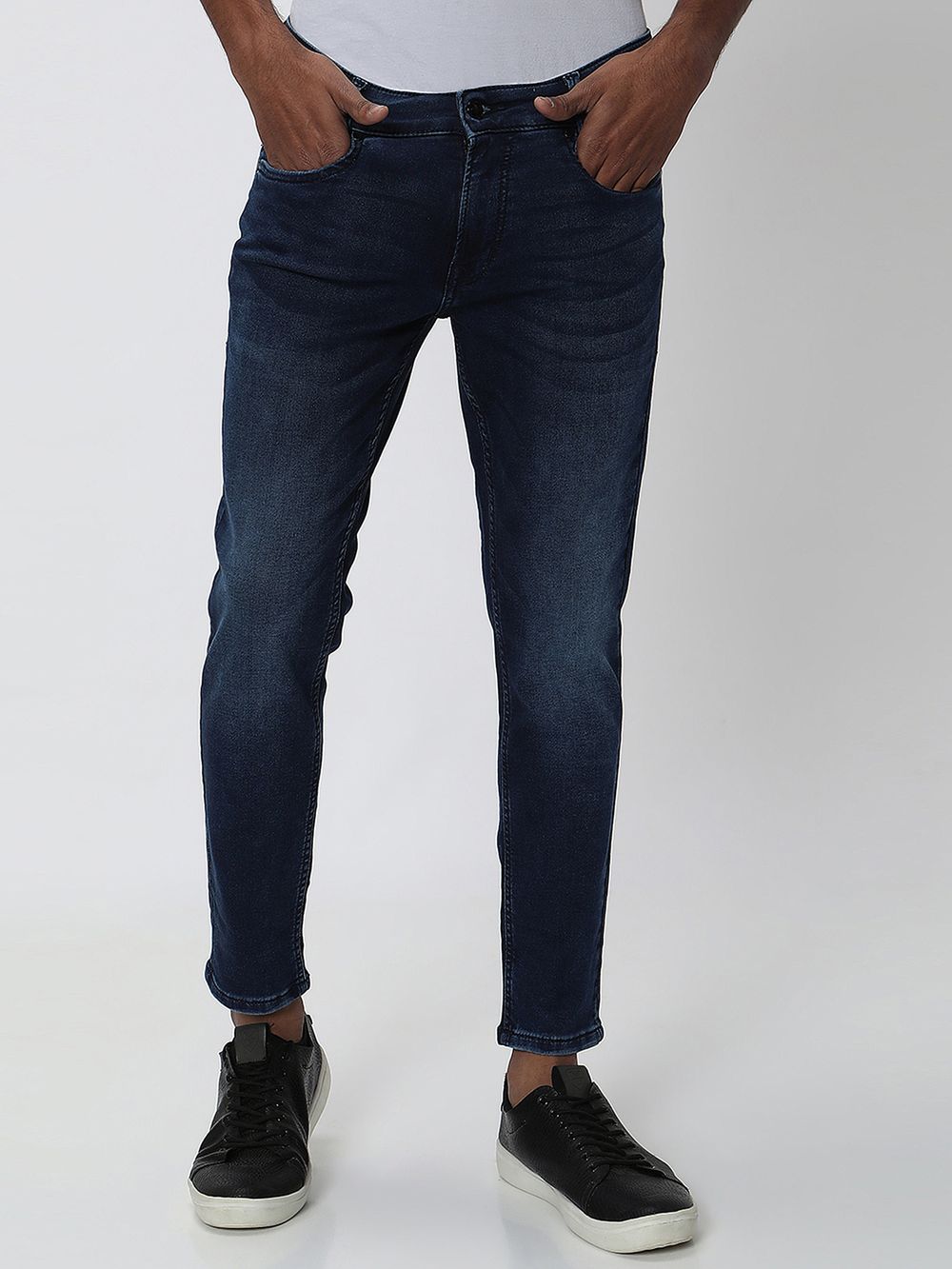 Dark Indigo Blue Ankle Length Flyweight Jeans