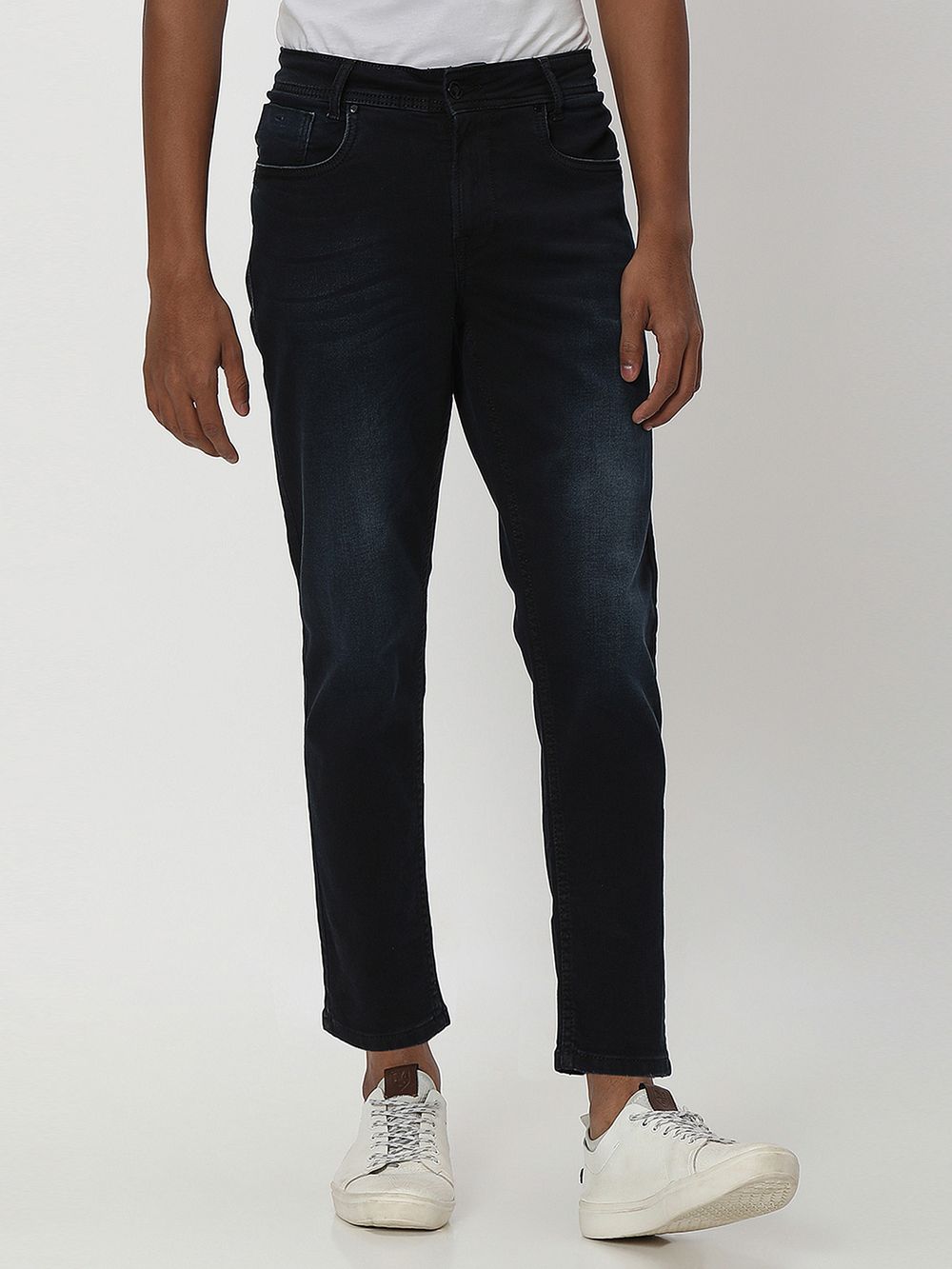Blue Black Ankle Length Flyweight Jeans