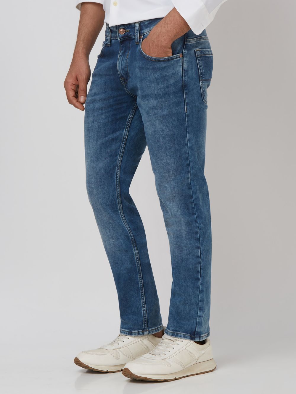 Mid Blue Super Slim Fit Denim Deluxe Stretch Jeans