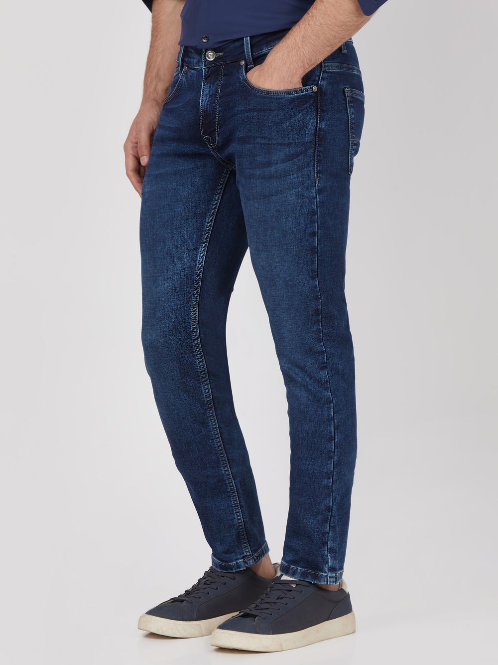 Dark Indigo Blue Super Slim Fit Denim Deluxe Stretch Jeans