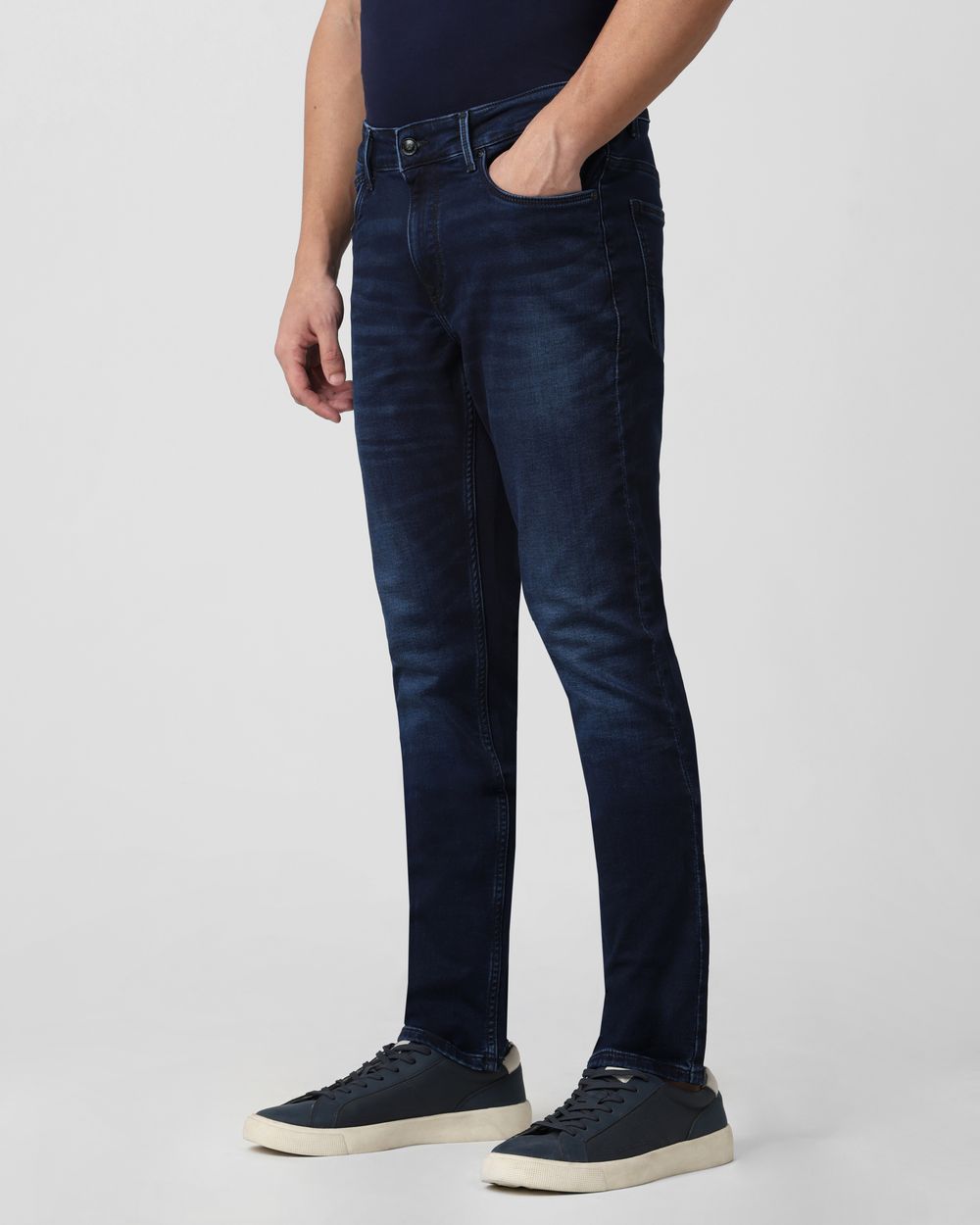 Deep Indigo Blue Skinny Fit Denim Deluxe Stretch Jeans