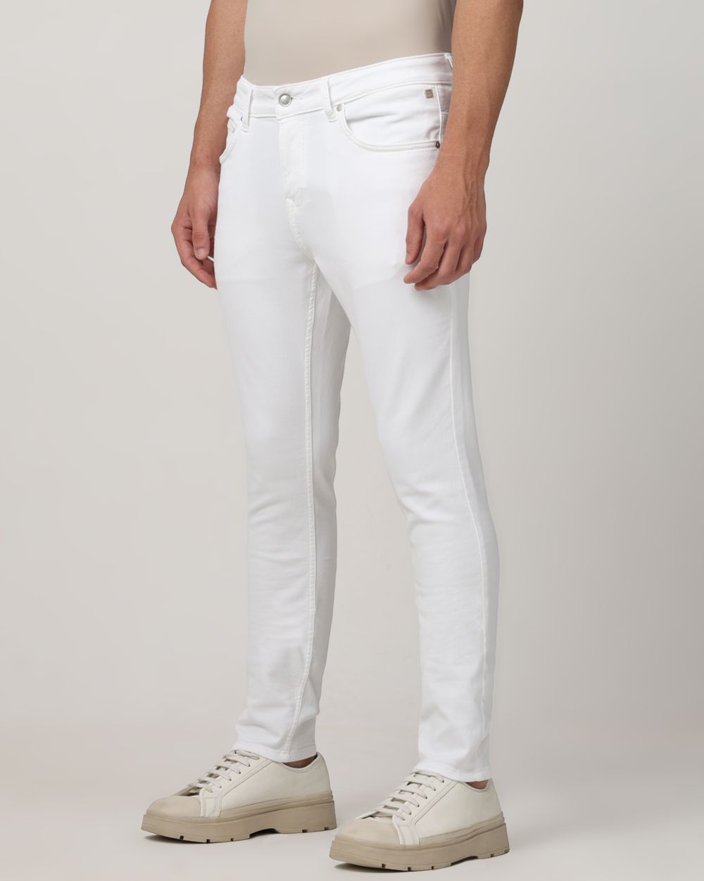 White Skinny Fit Denim Deluxe Stretch Jeans