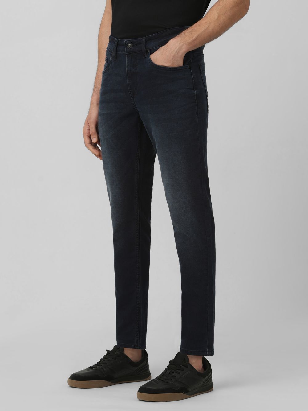 Blue Black Ankle Length Denim Deluxe Stretch Jeans