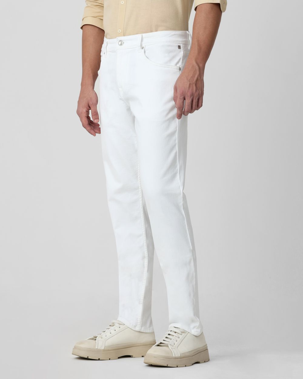 White Straight Fit Denim Deluxe Stretch Jeans