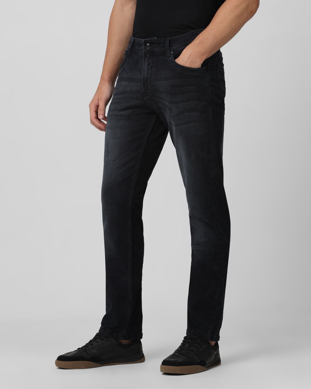 Black Straight Fit Denim Deluxe Stretch Jeans