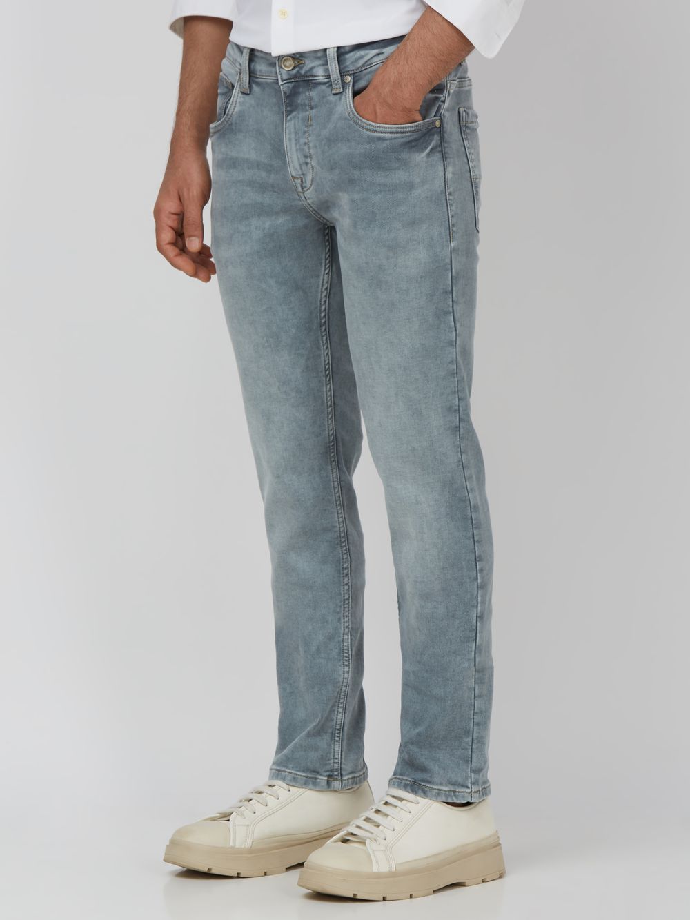 Light Grey Super Slim Fit Denim Deluxe Stretch Jeans