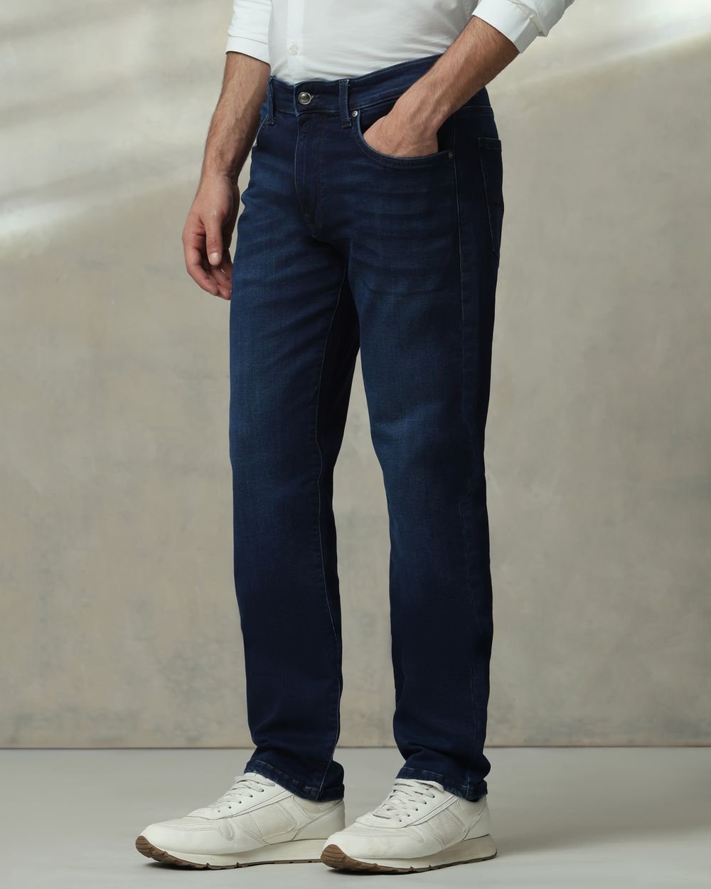 Dark Indigo Blue Straight Fit Jeans
