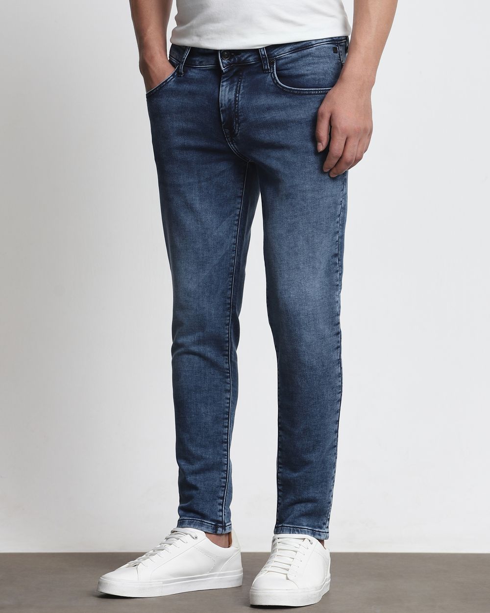 Dark Indigo Blue Ankle Length Jeans