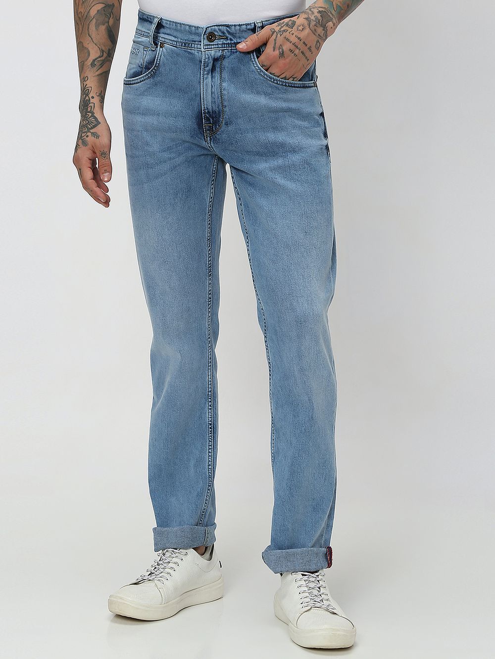Light Blue Straight Fit Originals Stretch Jeans