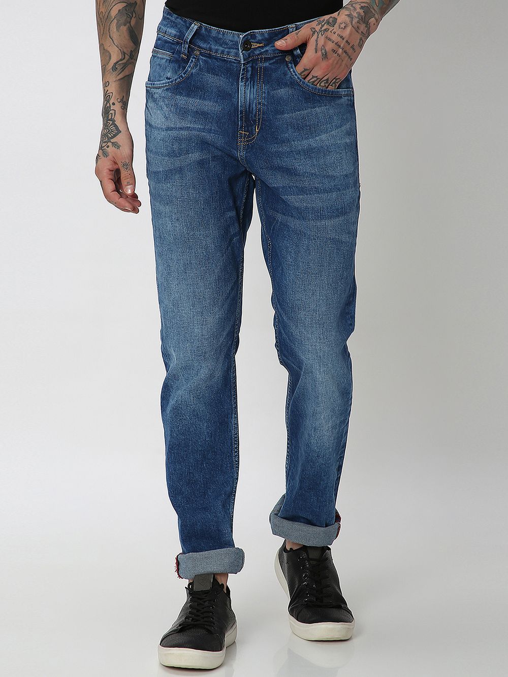 Dark Indigo Blue Ankle Length Originals Stretch Jeans