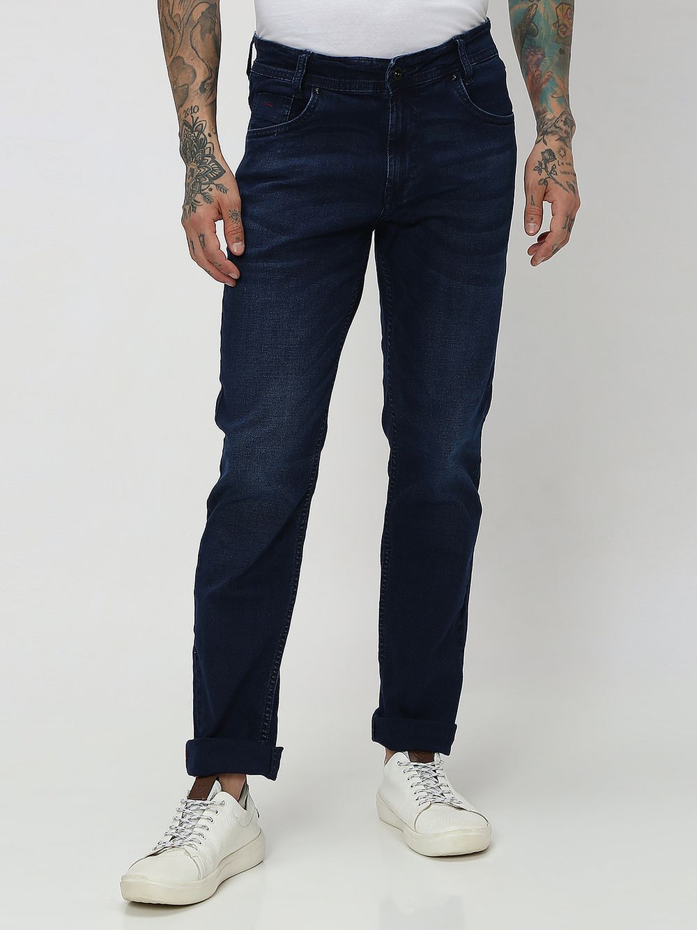 Dark Indigo Blue Straight Fit Originals Stretch Jeans