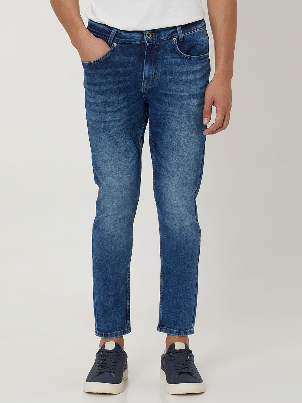 Mid Blue Ankle Length Originals Stretch Jeans