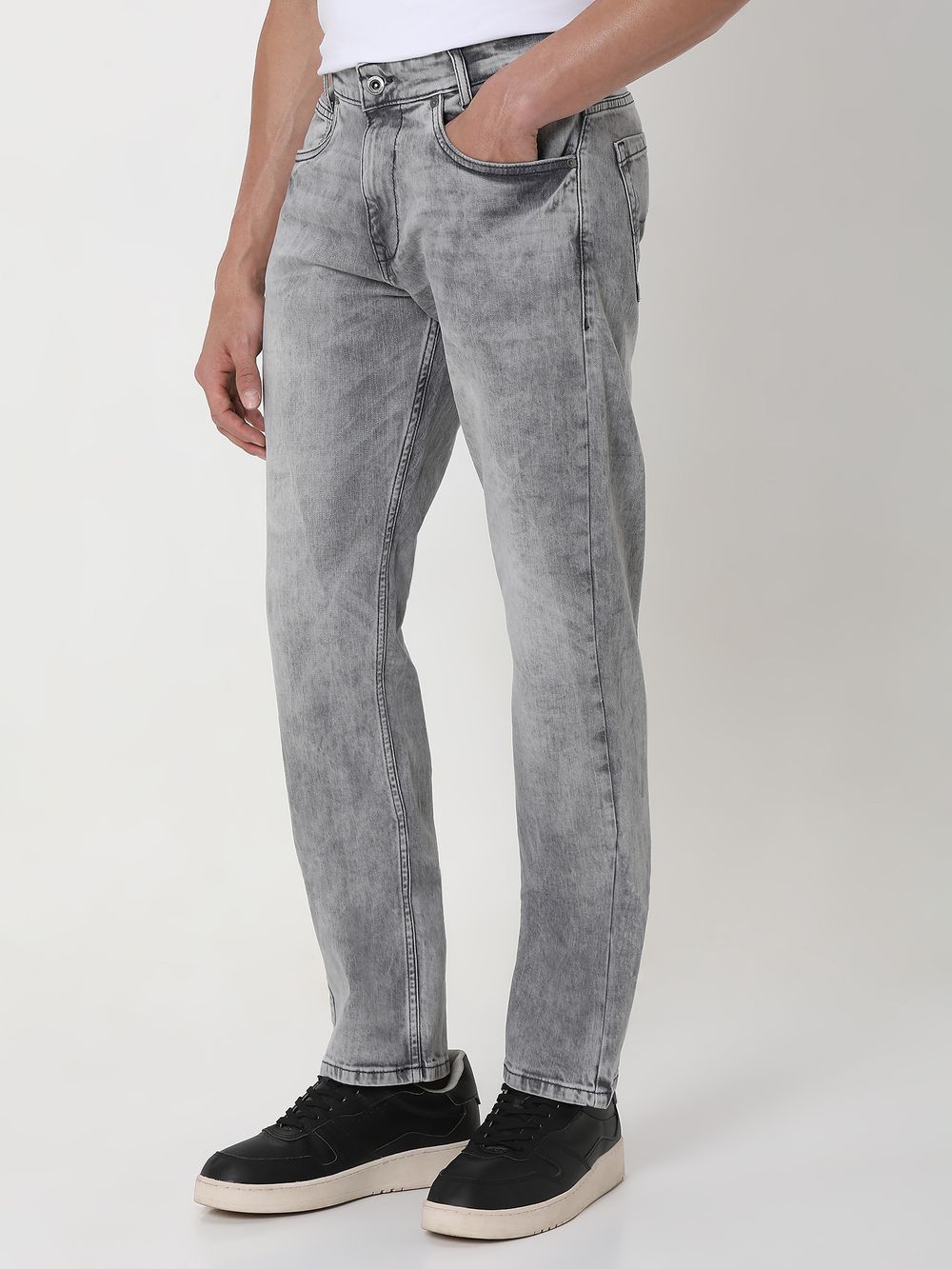 Grey Relaxed Straight Fit Originals Stretch Jeans